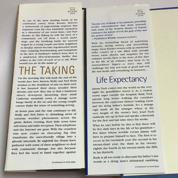 Dean Koontz Book Bundle: Life Expectancy And The Taking Hardcover Books - Picture 7 of 13